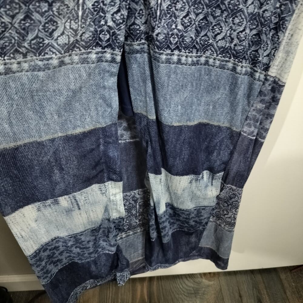 4947) Jolie & Joy Denim look Printed Long Sleeve Mesh Maxi Duster and Tank XL - Picture 9 of 15